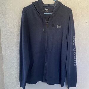 Lee Men's Heathered Navy Blue Zip-Up Sweater XL